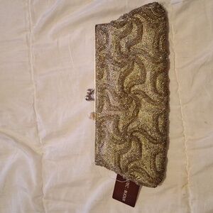 New silver hand beaded purse